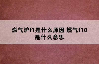 燃气炉f1是什么原因 燃气f10是什么意思